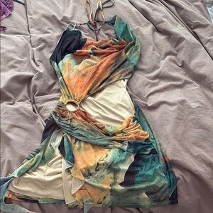 Fashion Nova Dress Multicolor Abstract Women Dress